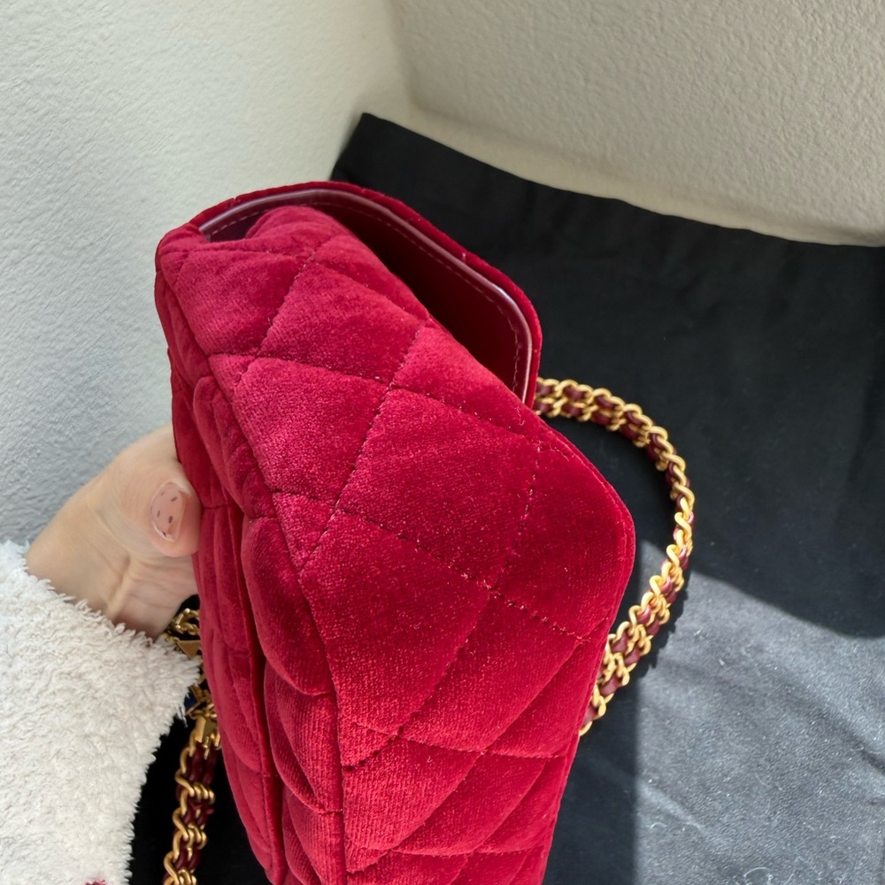 Chanel Burgundy Quilted Velvet Flap Bag - Picture 7 of 16